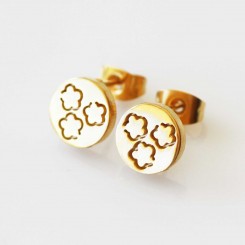 Three Flower Earrings - Gold Tone